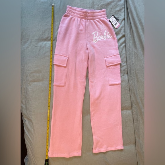 Women’s Barbie Pink Cargo Graphic Logo Relaxed Lounge Pants with Pockets - Picture 5 of 11